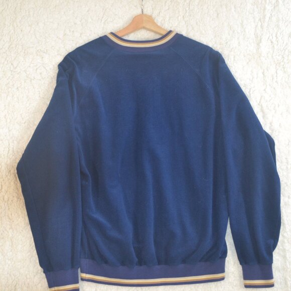 Vintage Lee Velour Long Sleeve Pullover V Neck Mens XL Soft Blue Sweatshirt - Picture 4 of 9